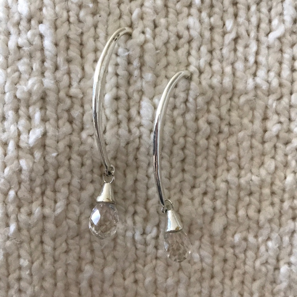 Silver clear gem earrings